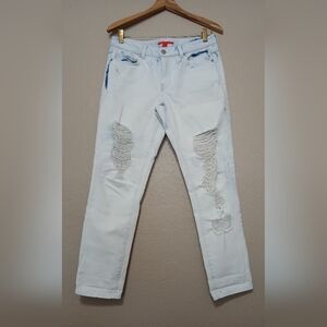 Women's Jeans Mid-rise Distressed Acid Light Wash Blue Color